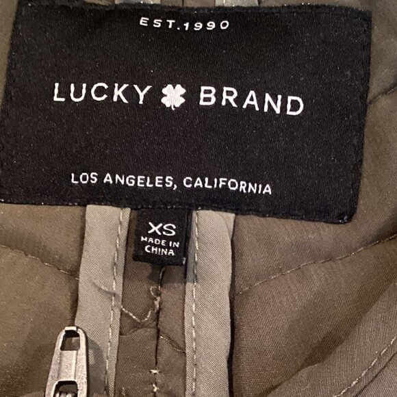 Lucky Brand Lightweight Full Zip Quilted Crop Jacket 2 Pocket Sz XS Green 198B - Picture 7 of 10